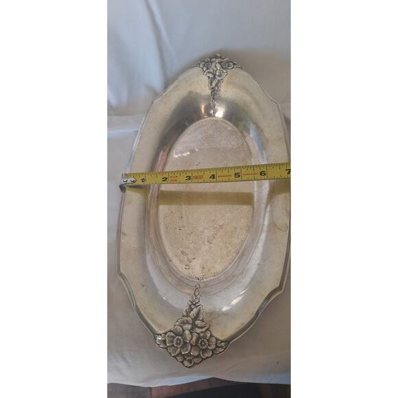 Webster Wilcox International Silverplate Floral Oval Serving Tray 13x7.5 - Picture 8 of 9